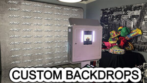 Custom photo booth backdrop miami florida button