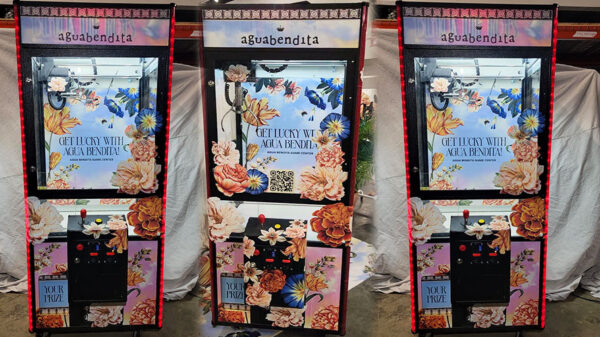 deluxe wrapped claw machine with flower design