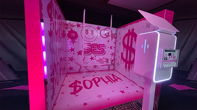 branded photo box enclosure in Miami with swing