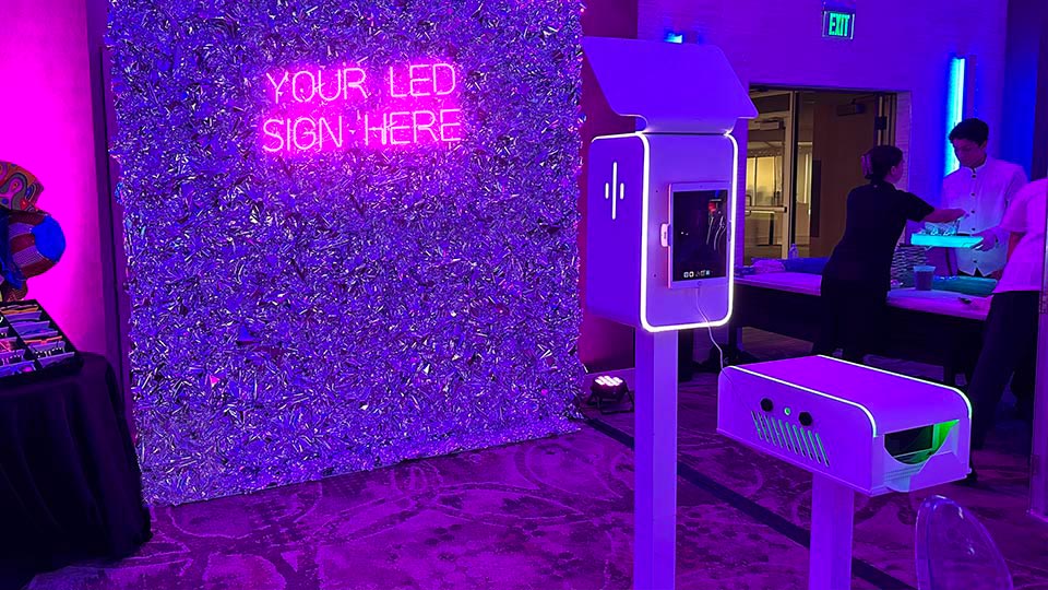 miami mylar crinkle wall with LED sign
