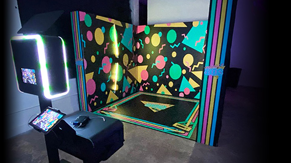 80's themed custom photo box enclosure in Miami florida