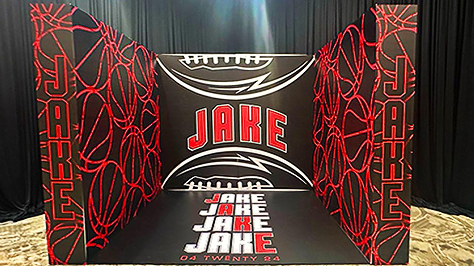 Miami Sport's themed custom photo box enclosure in Miami florida